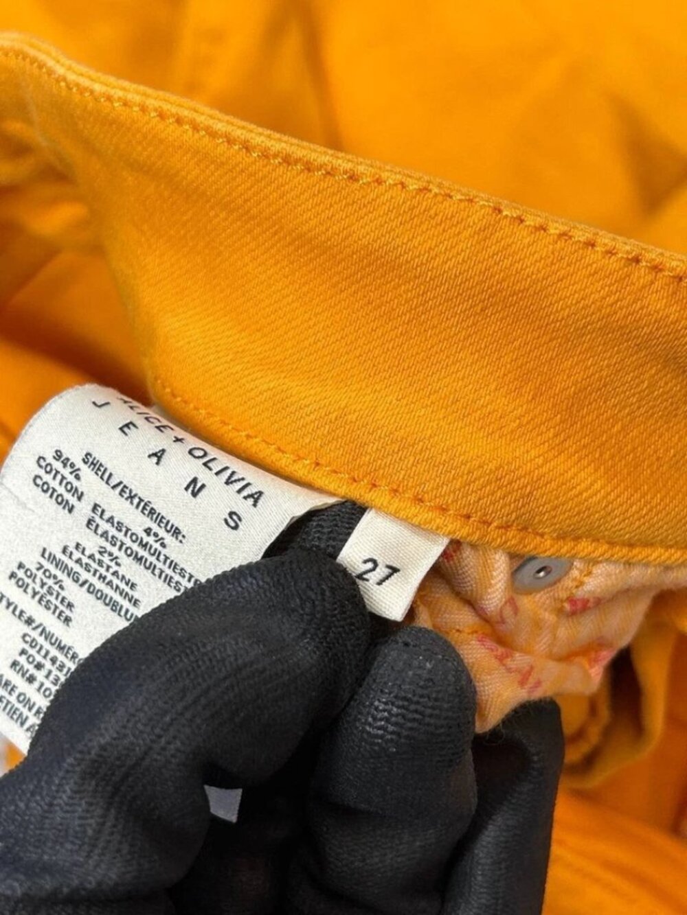 Alice + Olivia Dylan Flare Jeans Orange 27 High Rise 28.5 Inseam Petite Cropped - Picture 4 of 9